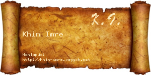 Khin Imre névjegykártya